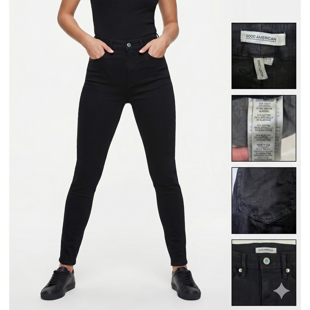 Good American Good‎ Legs Jeans Black High Rise Skinny Made in USA Womens 6 28